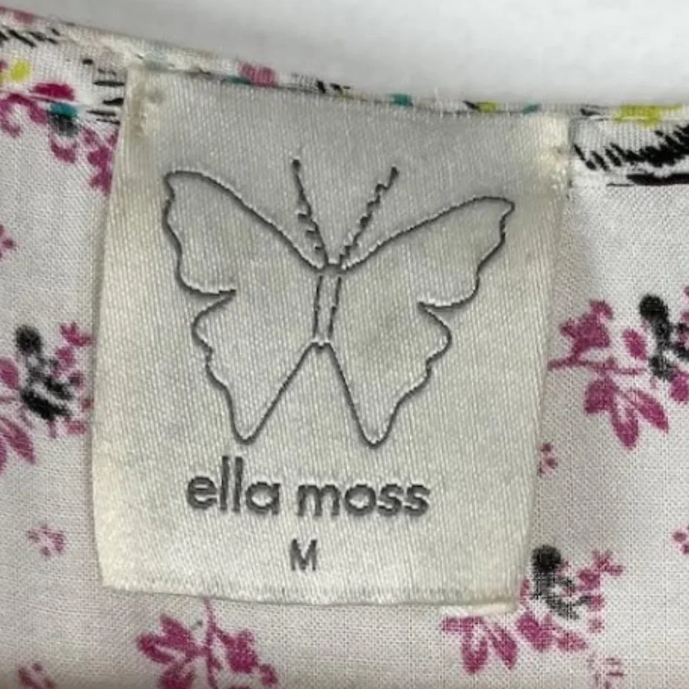 Ella Moss Mixed Media Petite Floral V-Neck Blouse w/ Smocked Waist Sz M - Picture 5 of 6